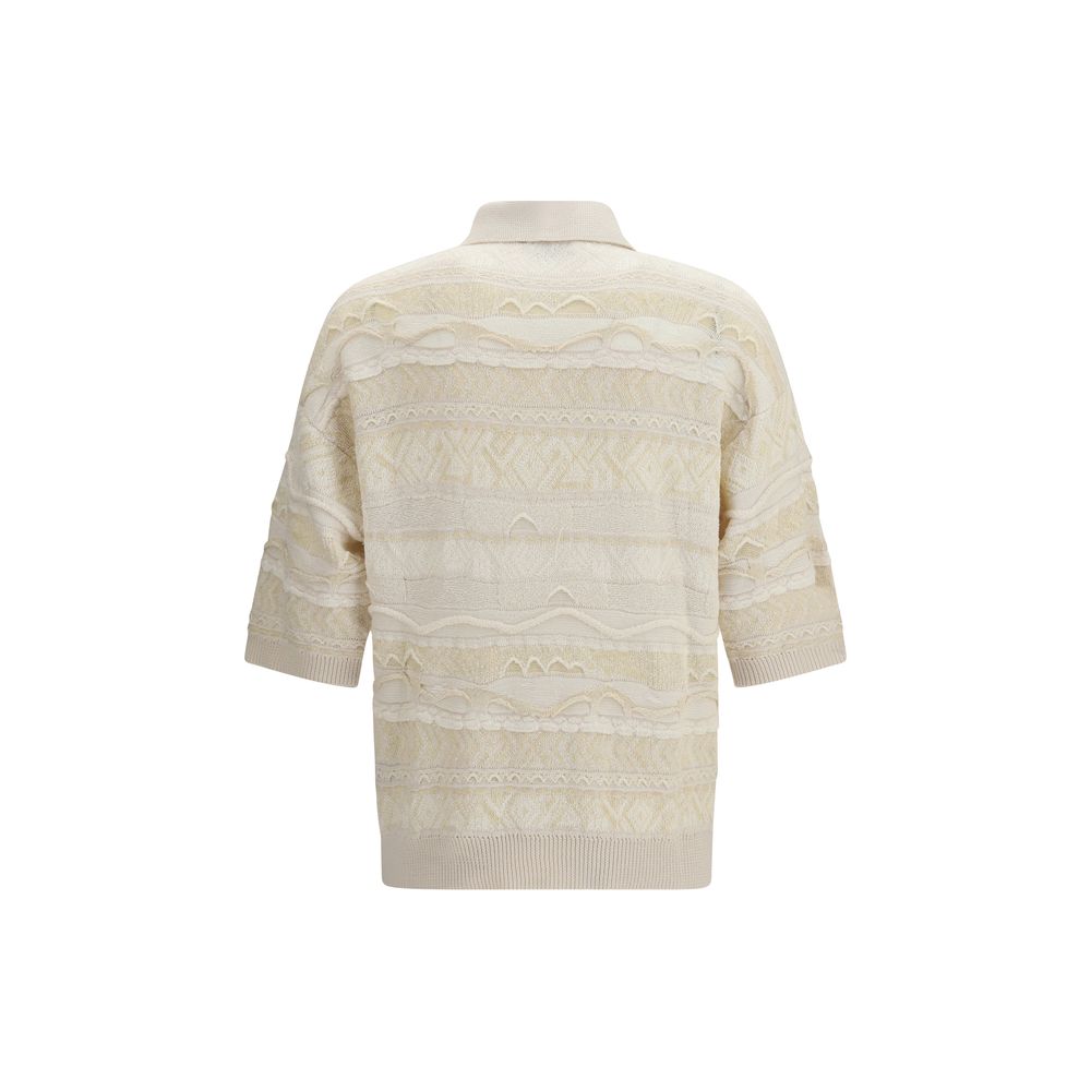 Laneus White Cotton Polo Shirt - SS26