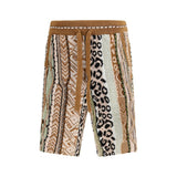 Laneus Multicolor Cotton Bermuda Shorts for Men