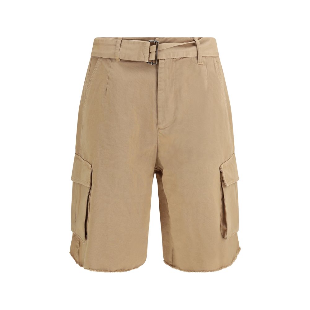 Laneus Beige Cotton Bermuda Shorts for Men