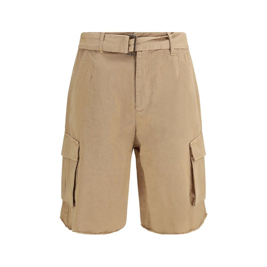 Laneus Beige Cotton Bermuda Shorts for Men