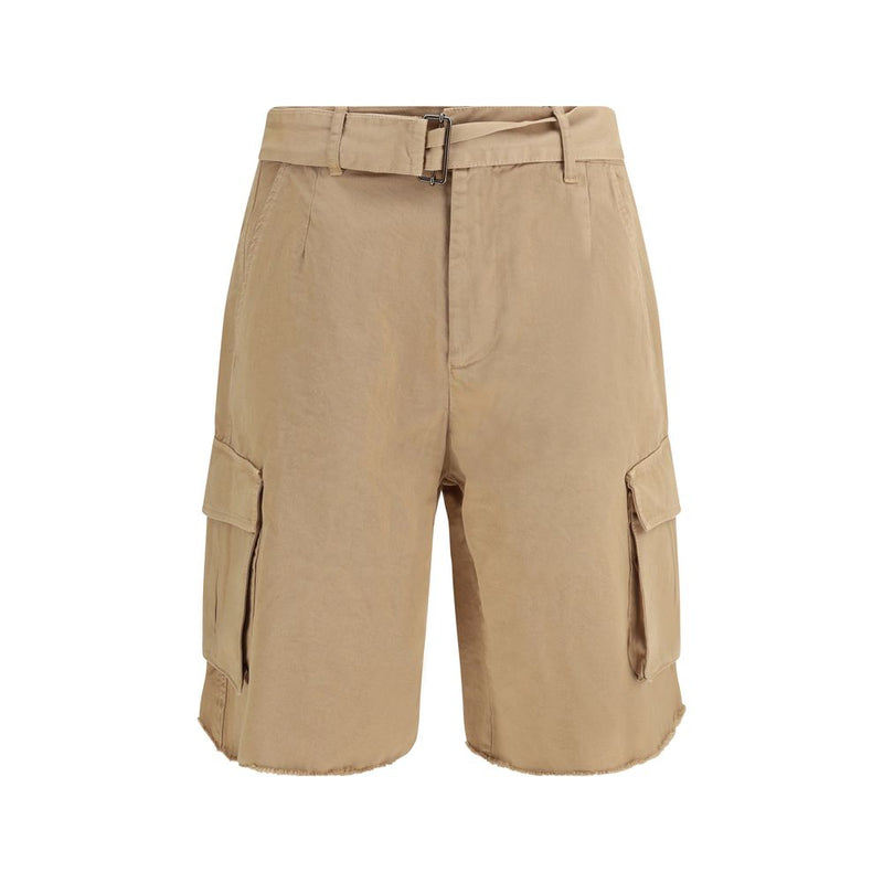 Laneus Beige Cotton Bermuda Shorts for Men