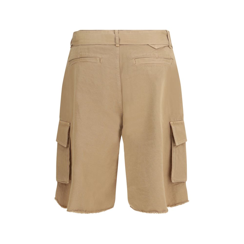 Laneus Beige Cotton Bermuda Shorts for Men