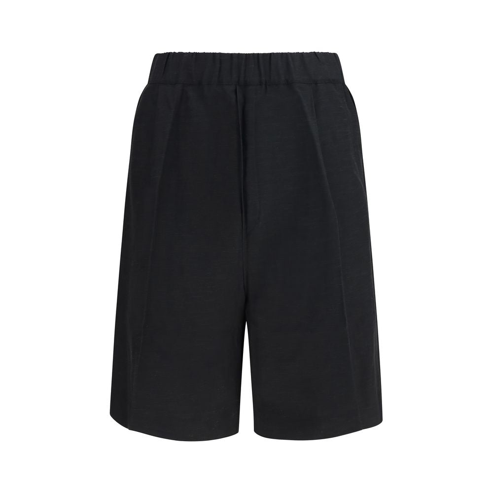 Laneus Black Viscose Bermuda Shorts for Men