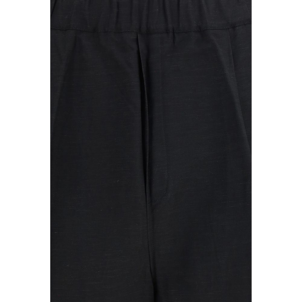 Laneus Black Viscose Bermuda Shorts for Men