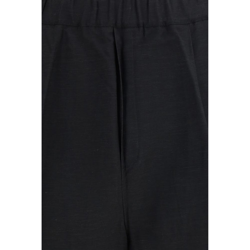 Laneus Black Viscose Bermuda Shorts for Men