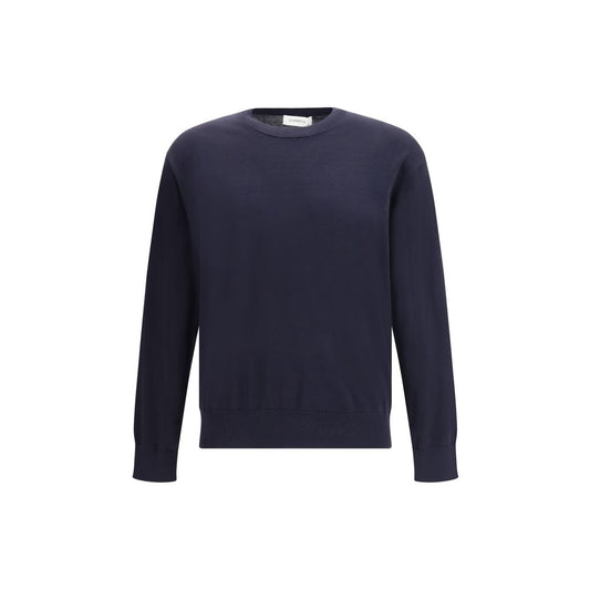 Laneus Blue Cotton Sweatshirt - Contemporary Crew Neck