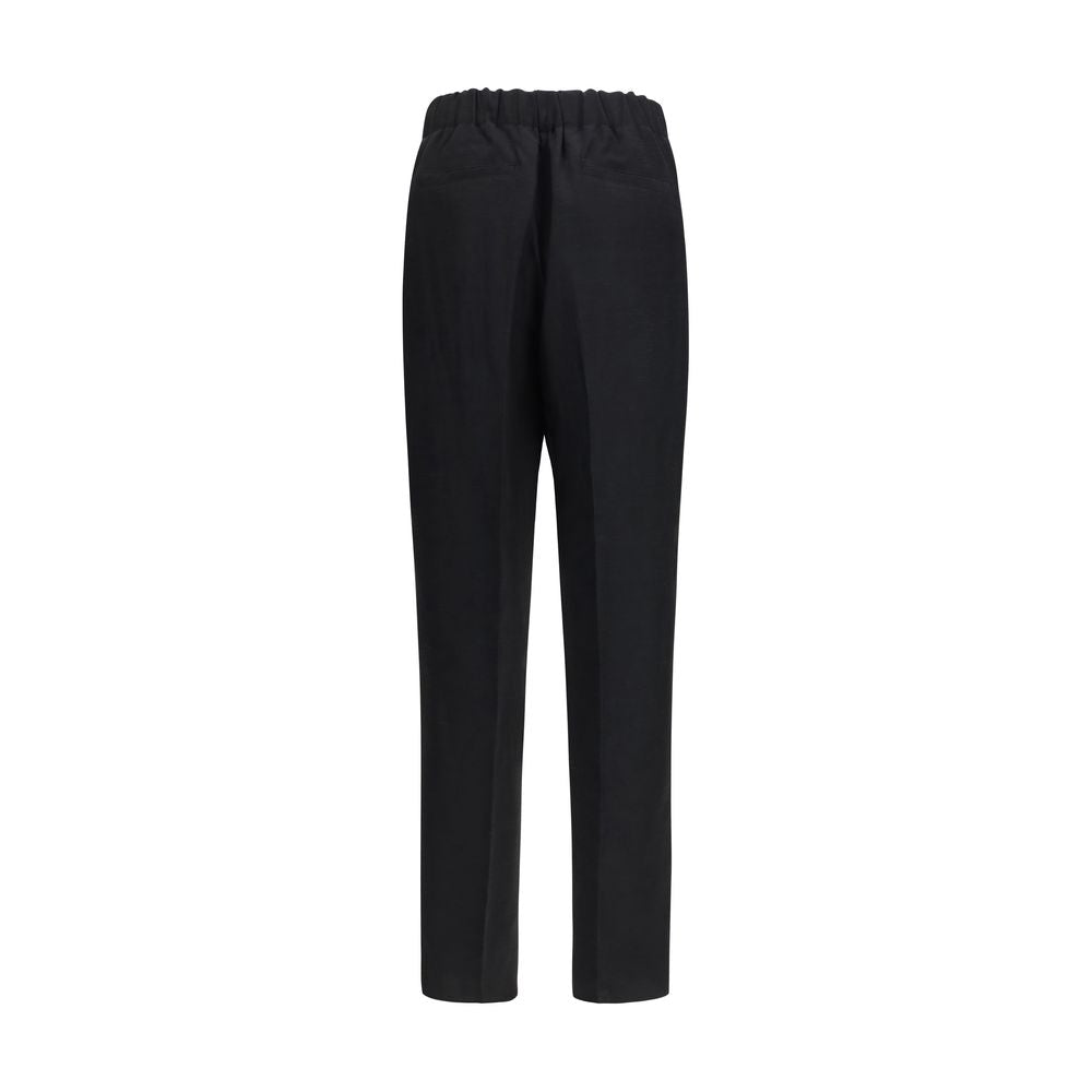Laneus Black Viscose Casual Pants for Men