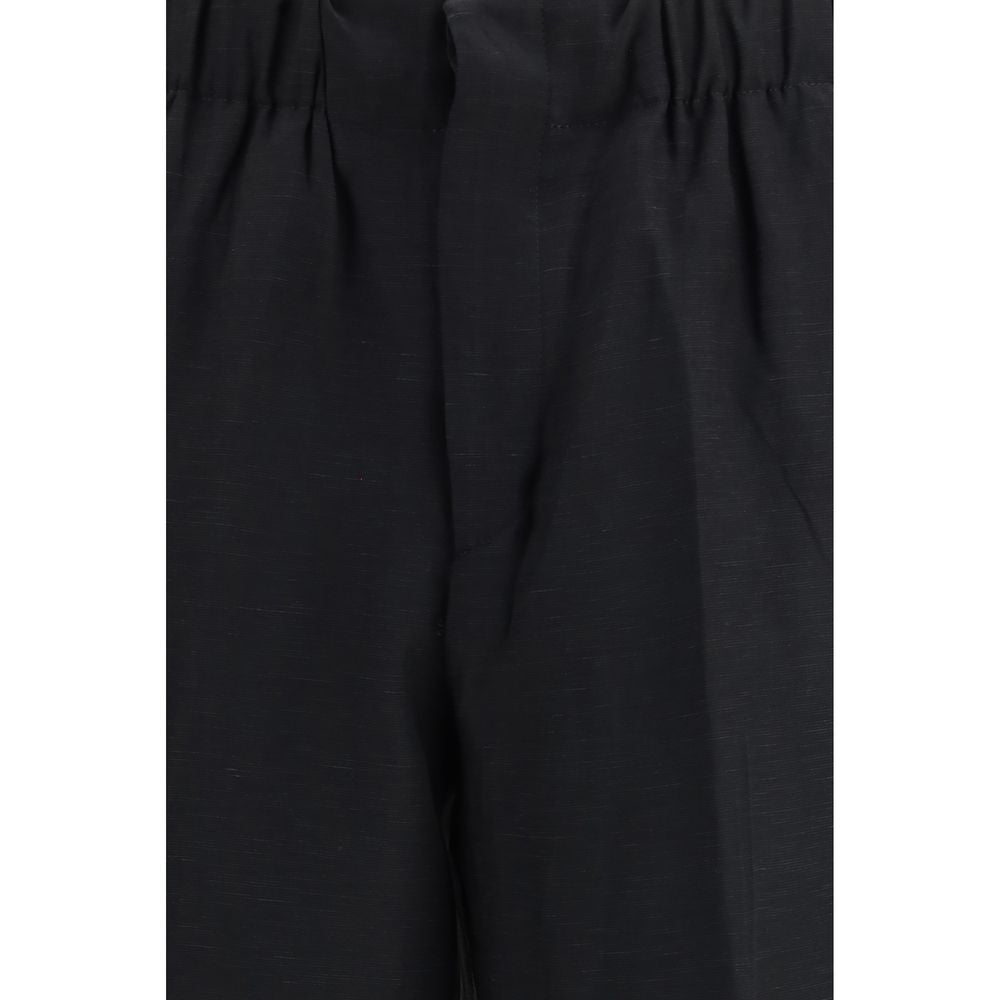Laneus Black Viscose Casual Pants for Men