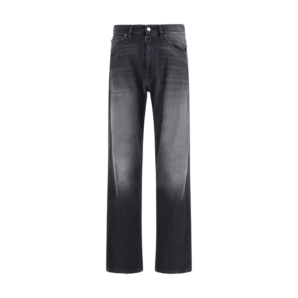 MM6 Black Cotton Straight-Leg Jeans for Men