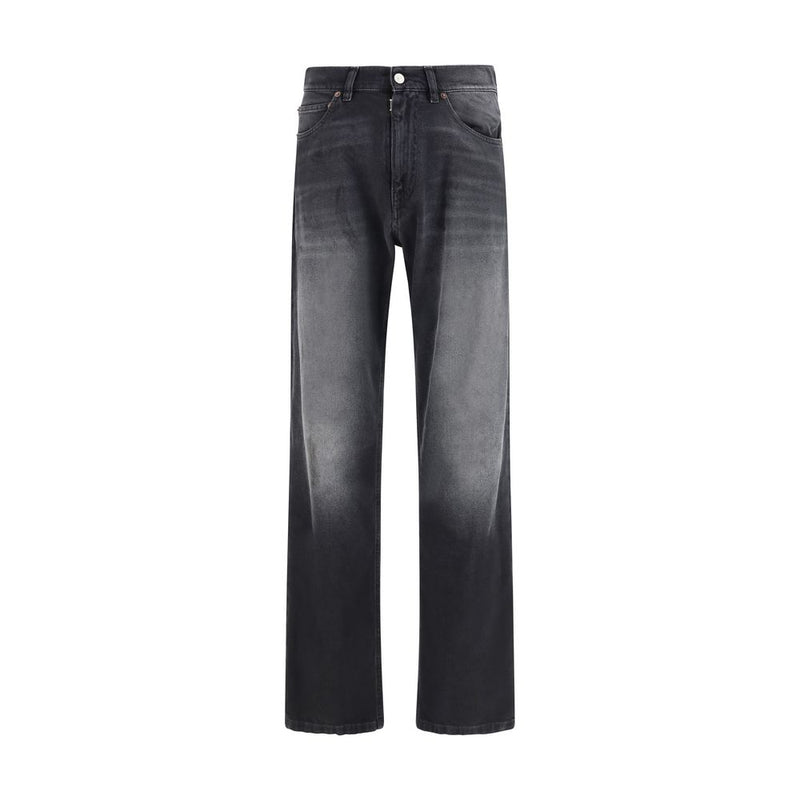 MM6 Black Cotton Straight-Leg Jeans for Men