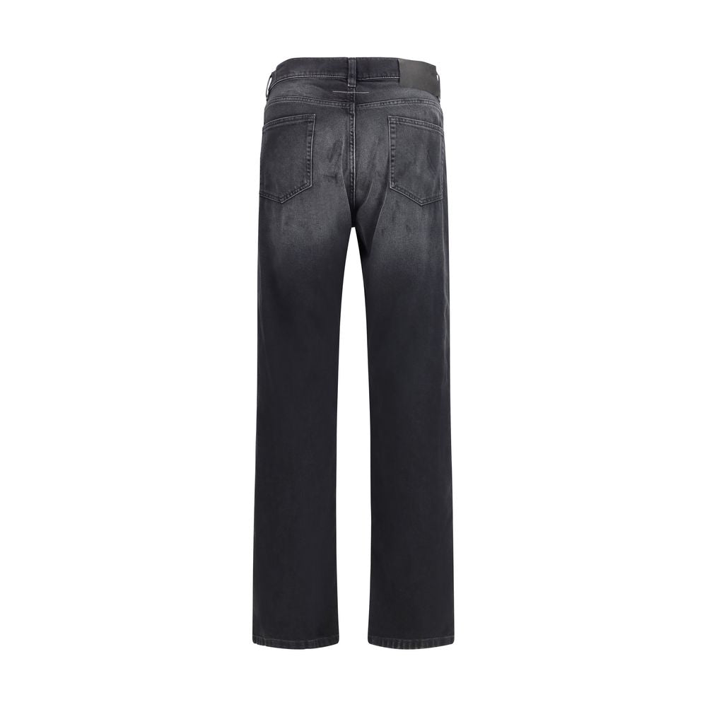 MM6 Black Cotton Straight-Leg Jeans for Men