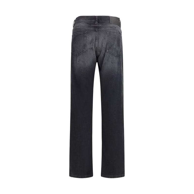 MM6 Black Cotton Straight-Leg Jeans for Men