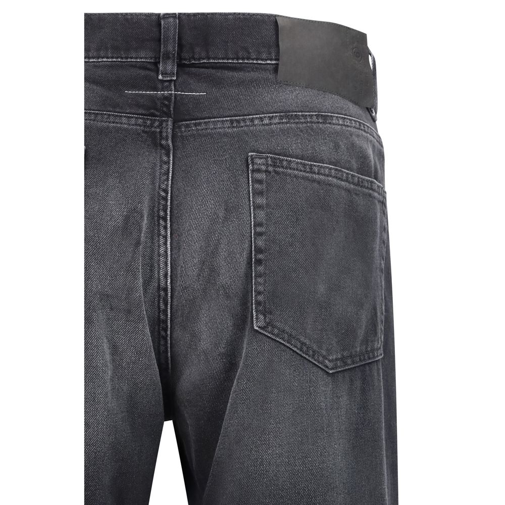 MM6 Black Cotton Straight-Leg Jeans for Men