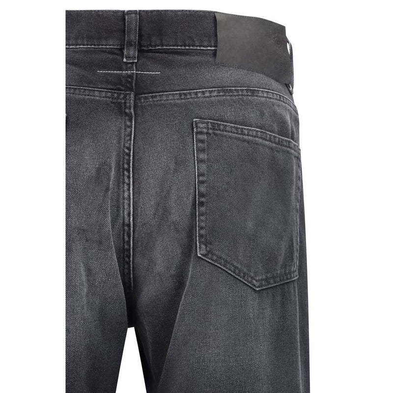 MM6 Black Cotton Straight-Leg Jeans for Men