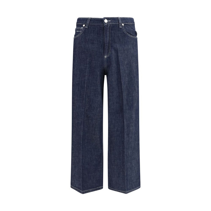Cruna Blue Wide-Leg Cotton Jeans for Women - Stylish & Comfortable