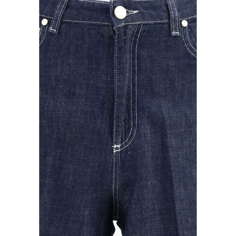 Cruna Blue Wide-Leg Cotton Jeans for Women - Stylish & Comfortable