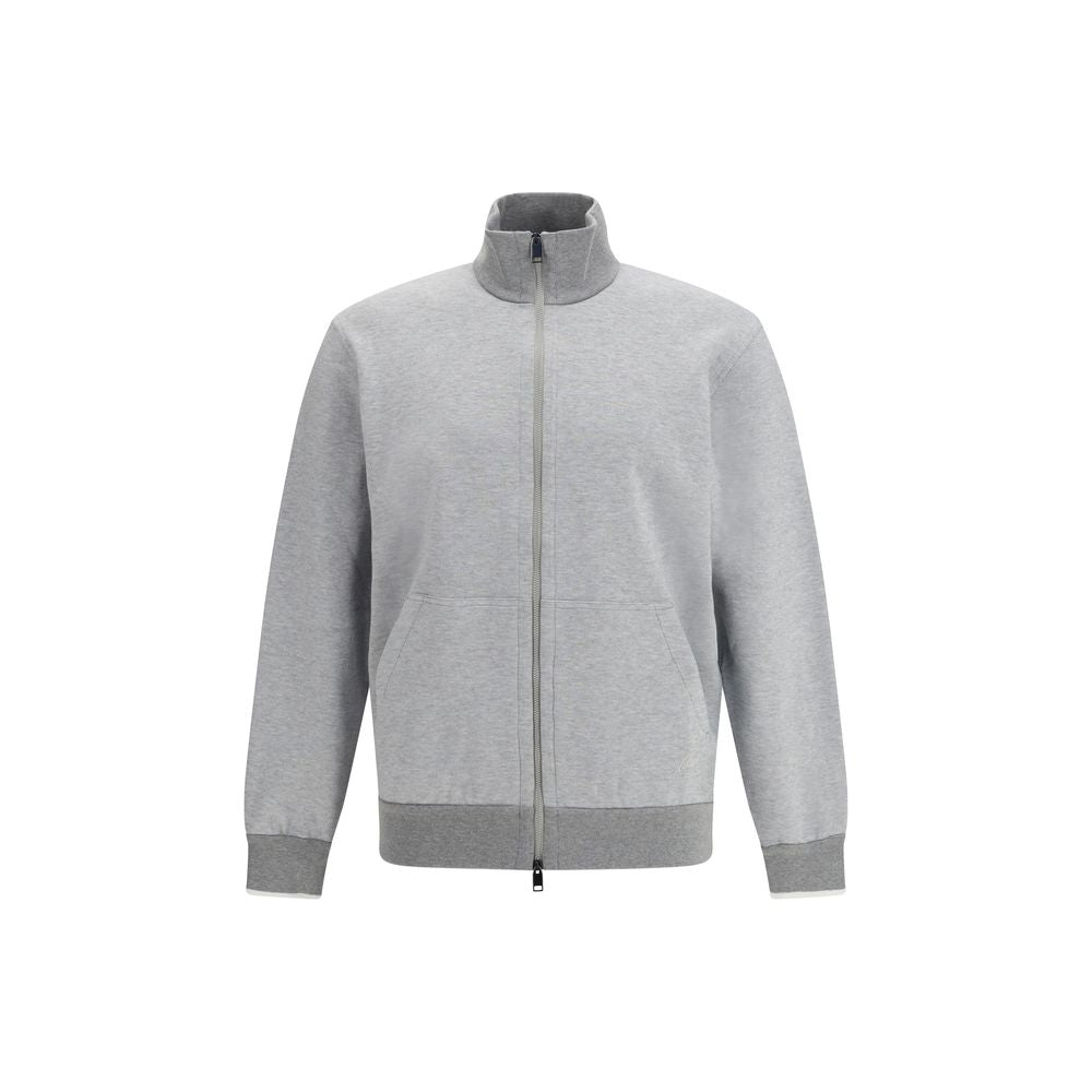 Brioni Gray Cotton Zip Sweatshirt for Men