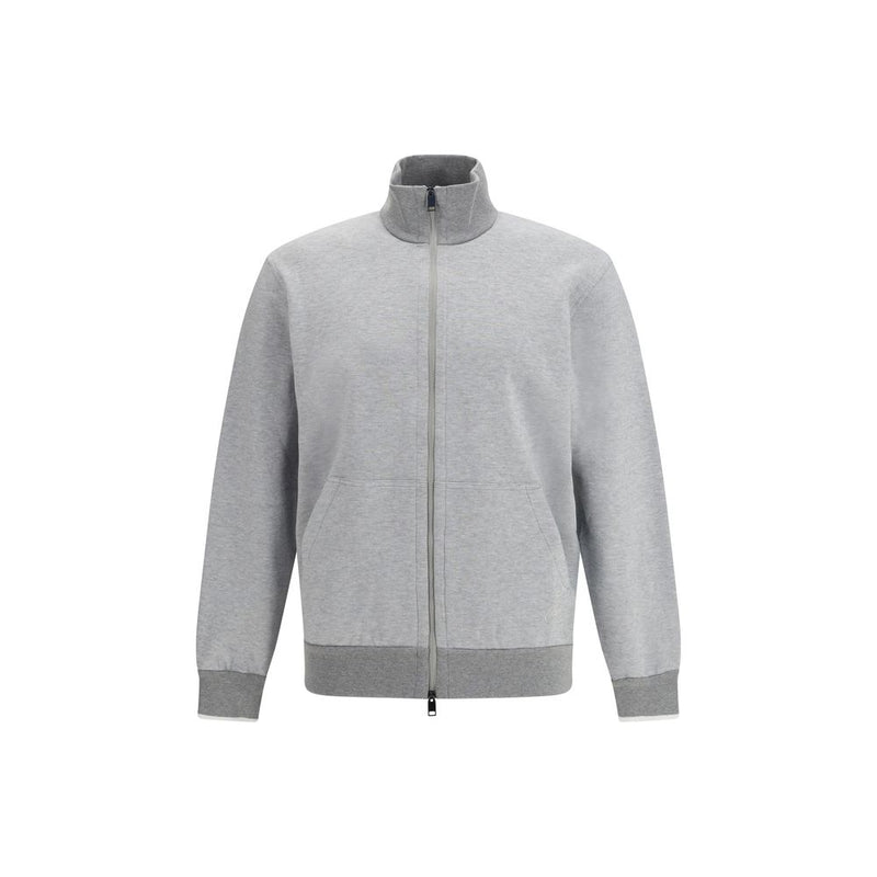 Brioni Gray Cotton Zip Sweatshirt for Men