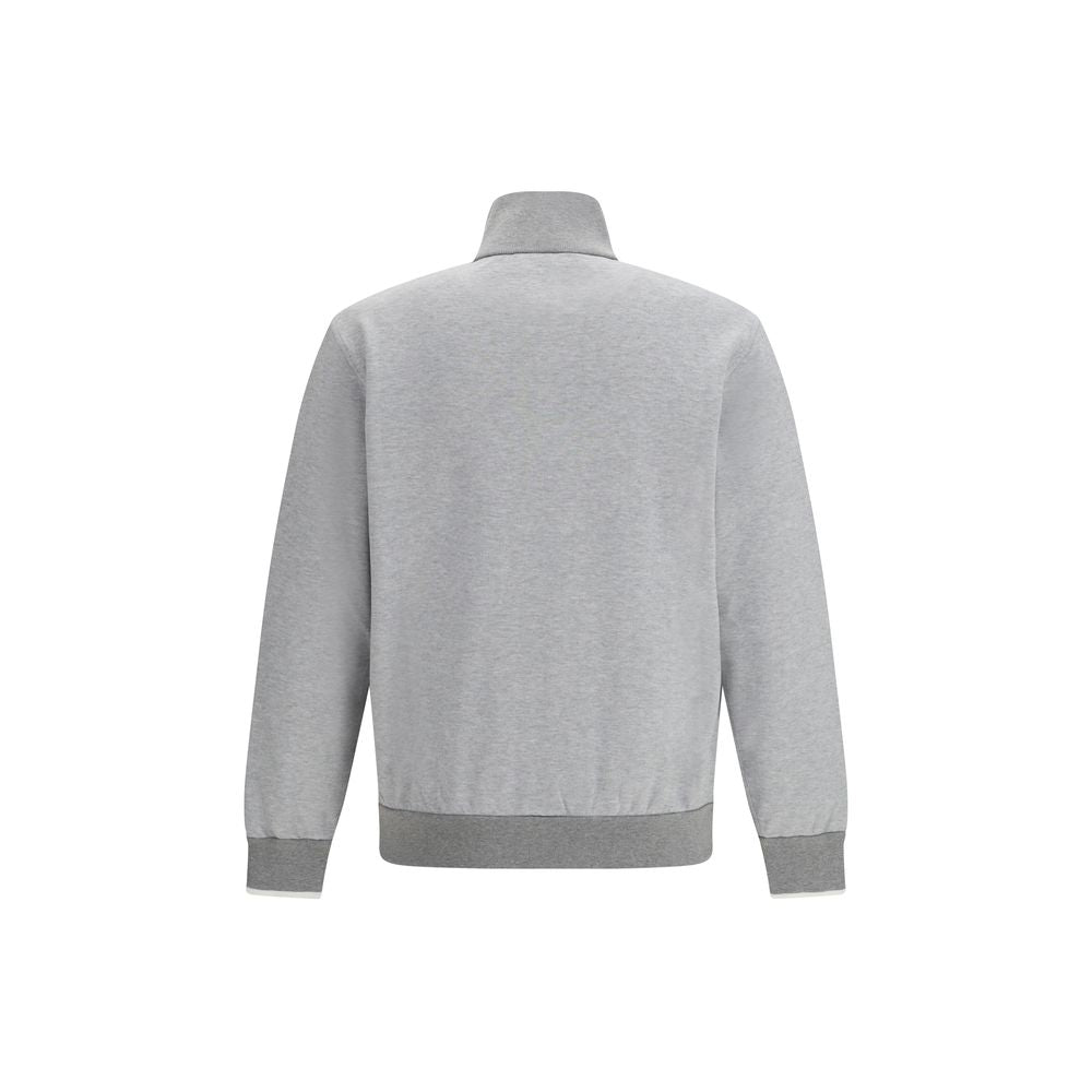 Brioni Gray Cotton Zip Sweatshirt for Men