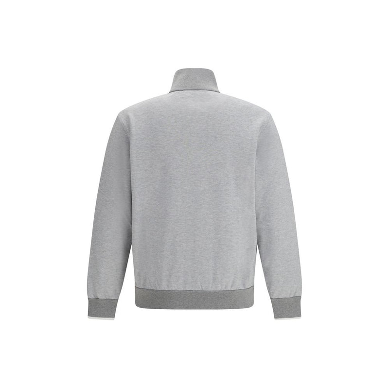 Brioni Gray Cotton Zip Sweatshirt for Men