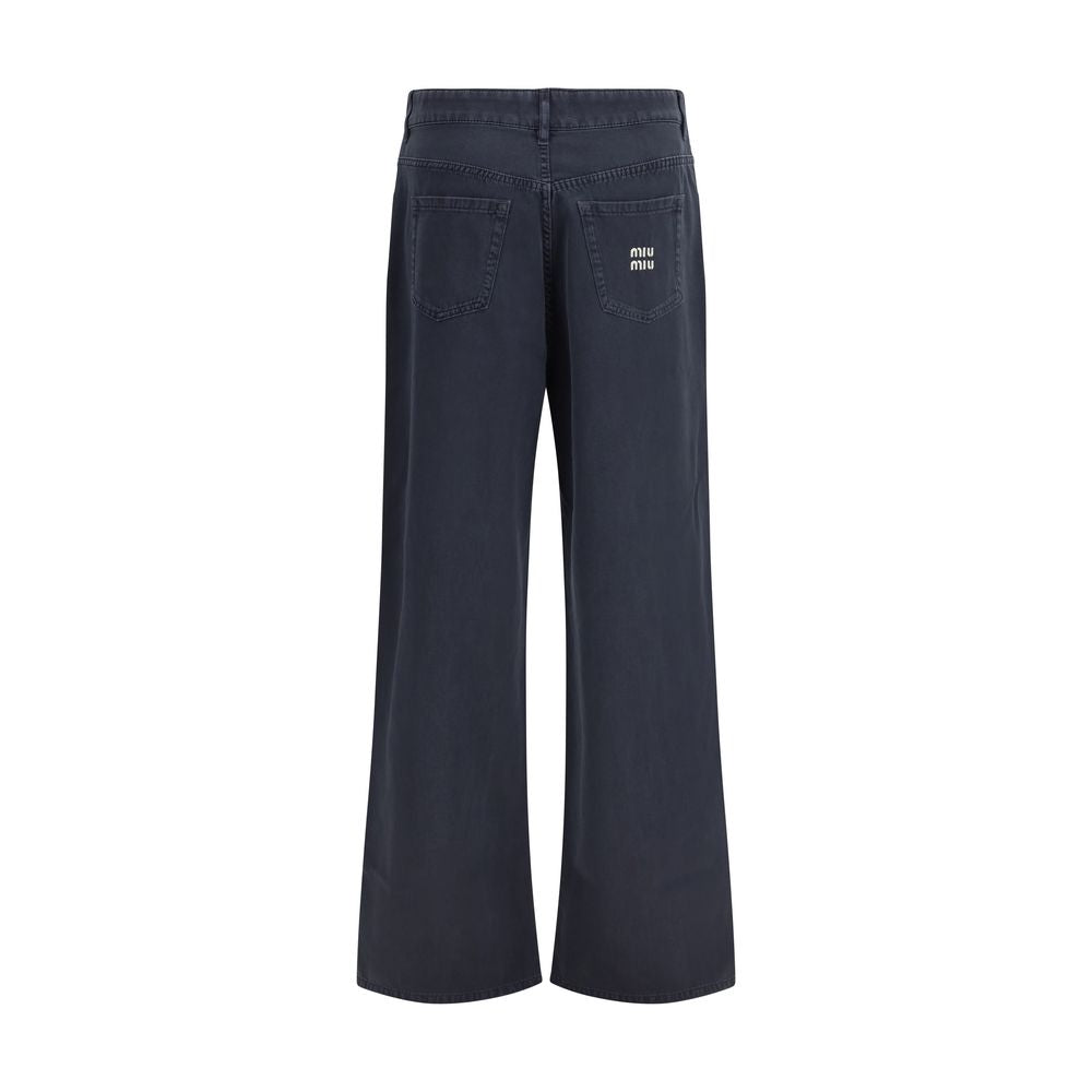 Miu Miu Blue Cotton Flared Jeans - Elegance Meets Comfort