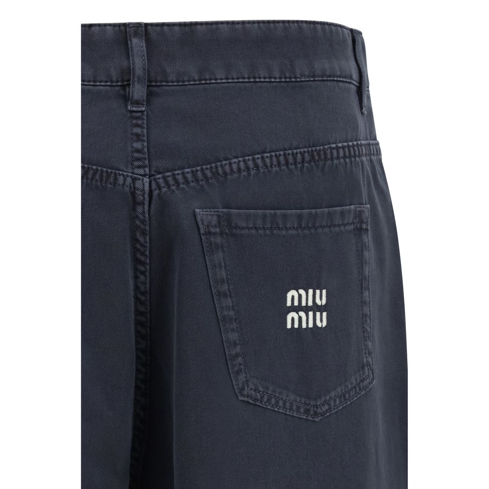 Miu Miu Blue Cotton Flared Jeans - Elegance Meets Comfort