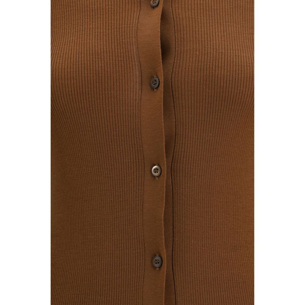 Prada Brown Fleece Wool Cardigan - Elegant Layering Essential