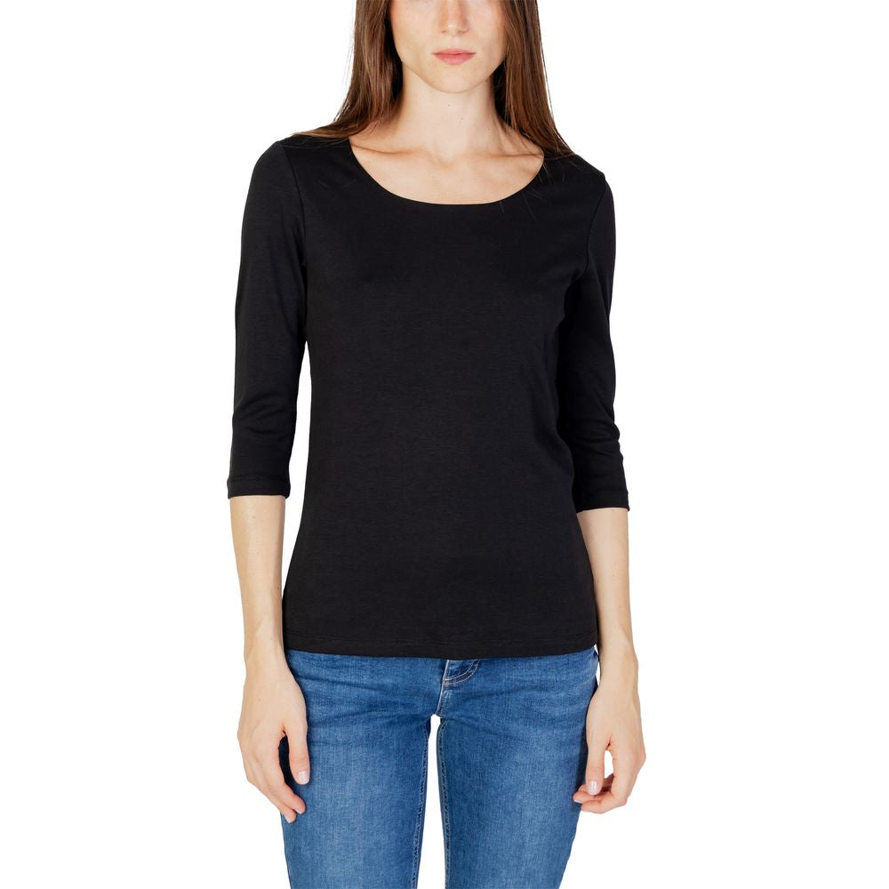 Street One QR Pania T-Shirt en Coton Noir à Manches Longues