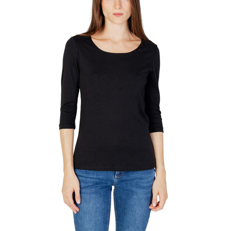 Street One QR Pania T-Shirt en Coton Noir à Manches Longues