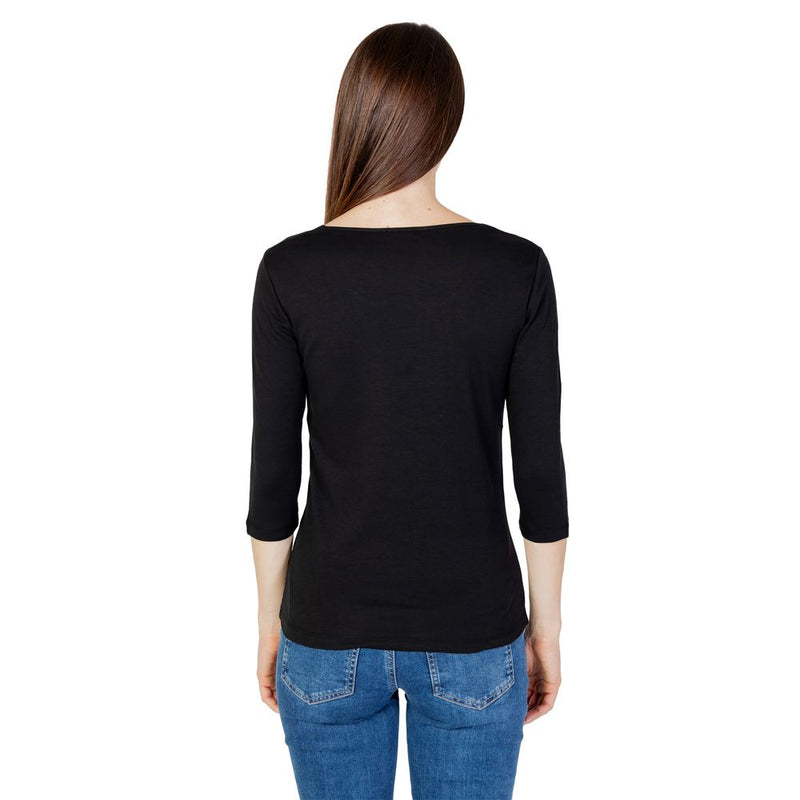 Street One QR Pania T-Shirt en Coton Noir à Manches Longues