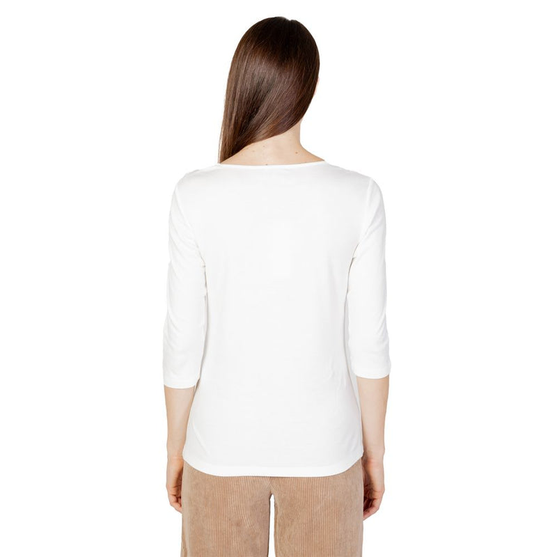 Street One QR Pania T-Shirt en Coton Crème à Manches Longues