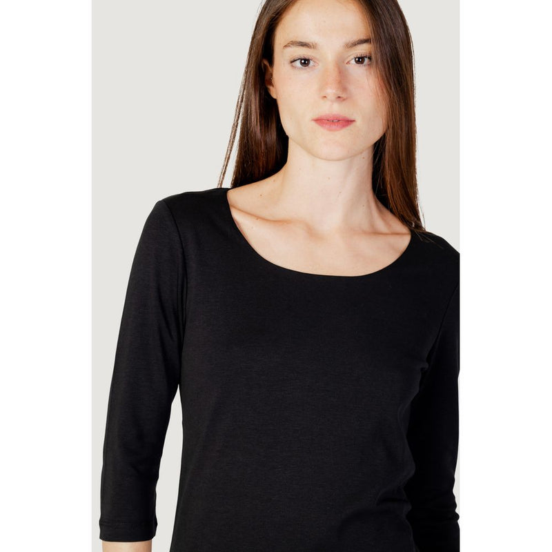 Street One QR Pania T-Shirt en Coton Noir à Manches Longues