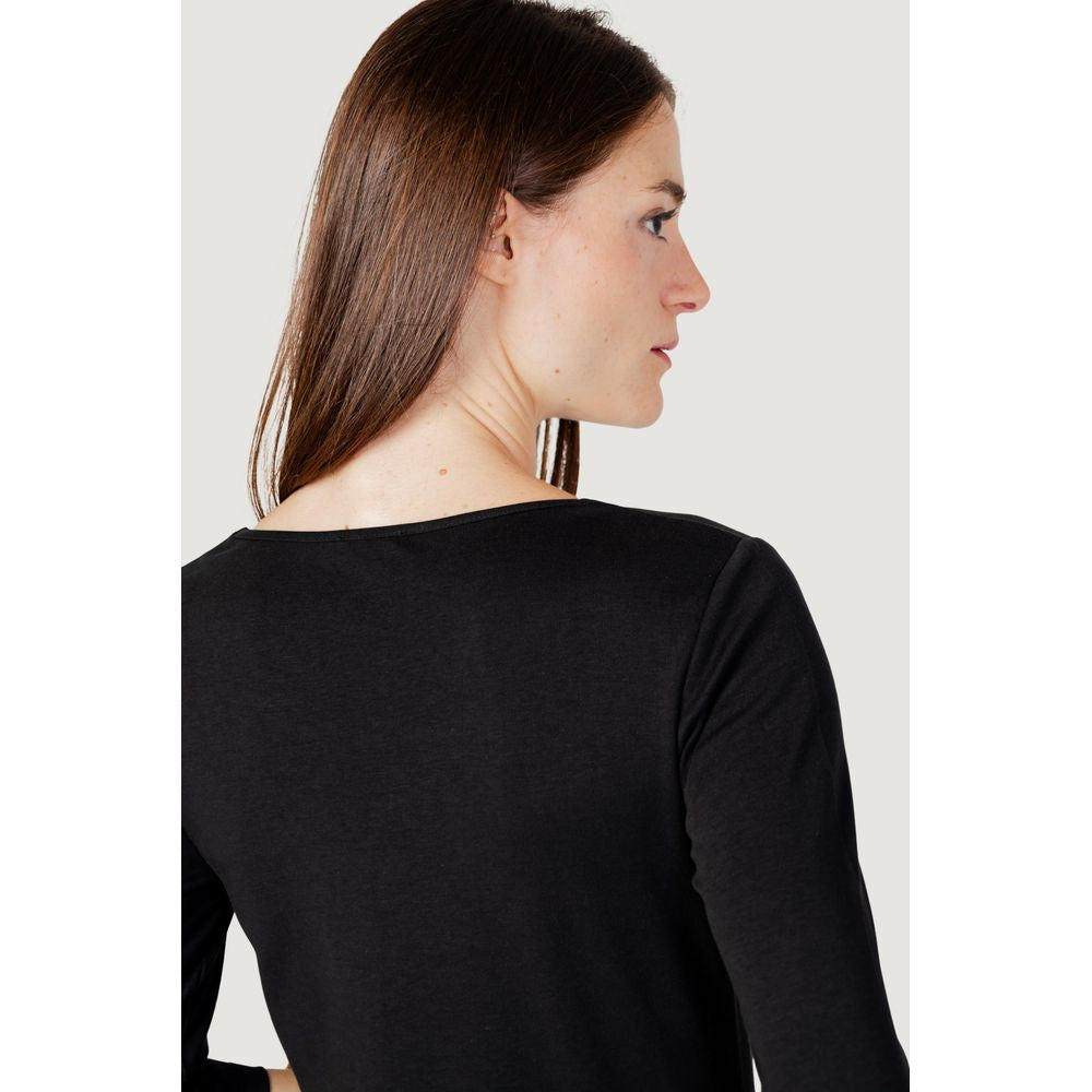 Street One QR Pania T-Shirt en Coton Noir à Manches Longues