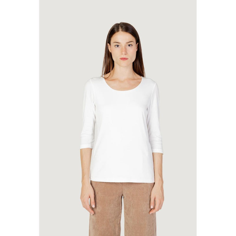 Street One QR Pania T-Shirt en Coton Crème à Manches Longues
