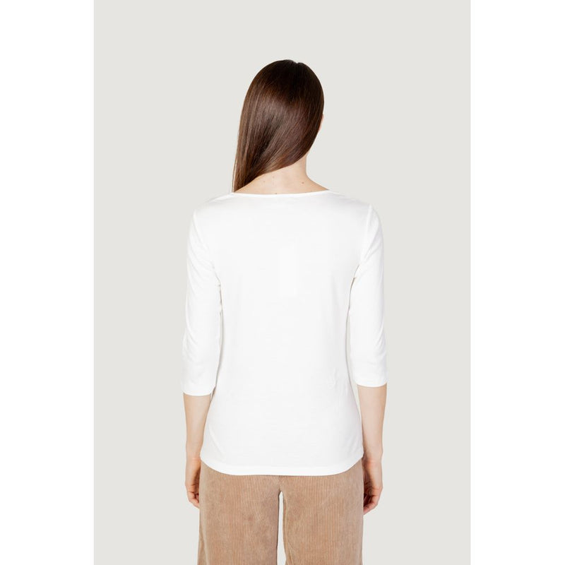 Street One QR Pania T-Shirt en Coton Crème à Manches Longues