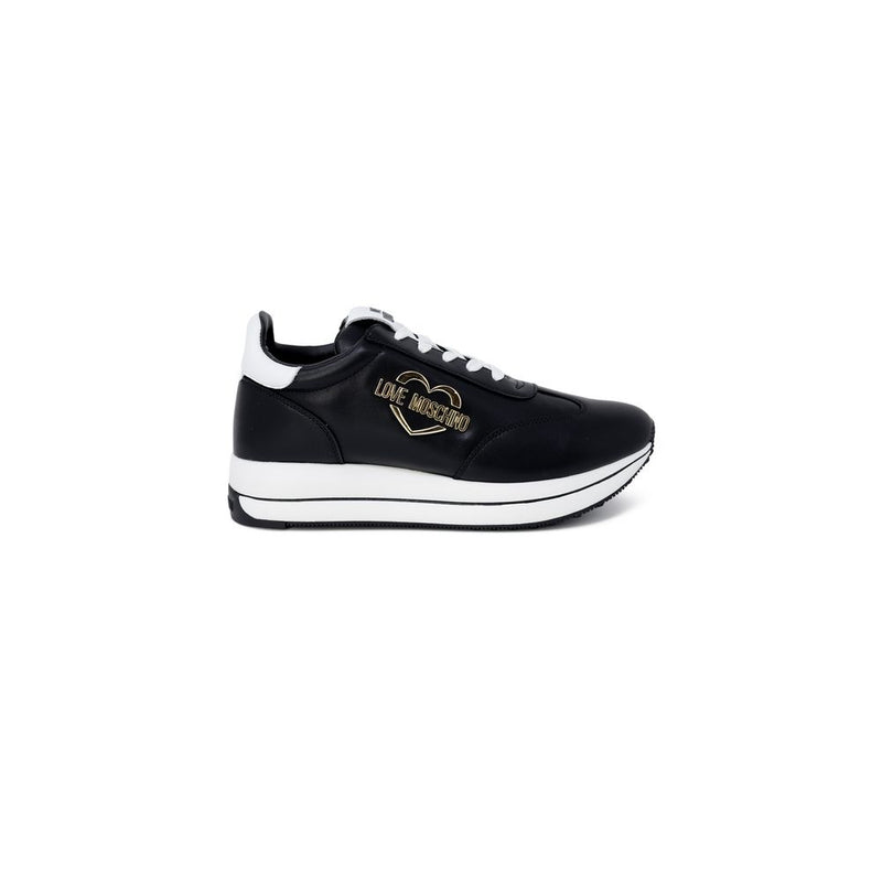 Love Moschino RUN40 Black Leather Low Top Sneakers for Women