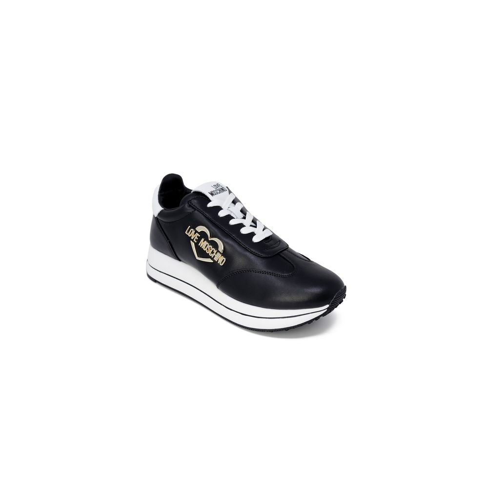 Love Moschino RUN40 Black Leather Low Top Sneakers for Women