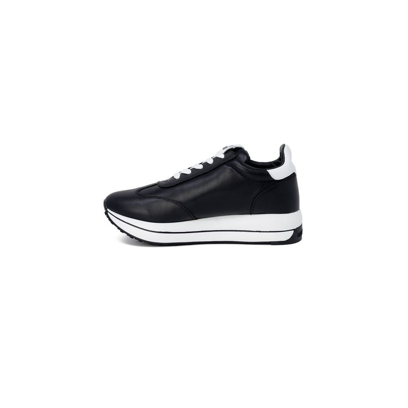 Love Moschino RUN40 Black Leather Low Top Sneakers for Women