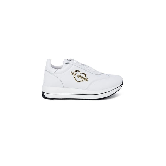Love Moschino White Leather Low Top Sneakers for Women