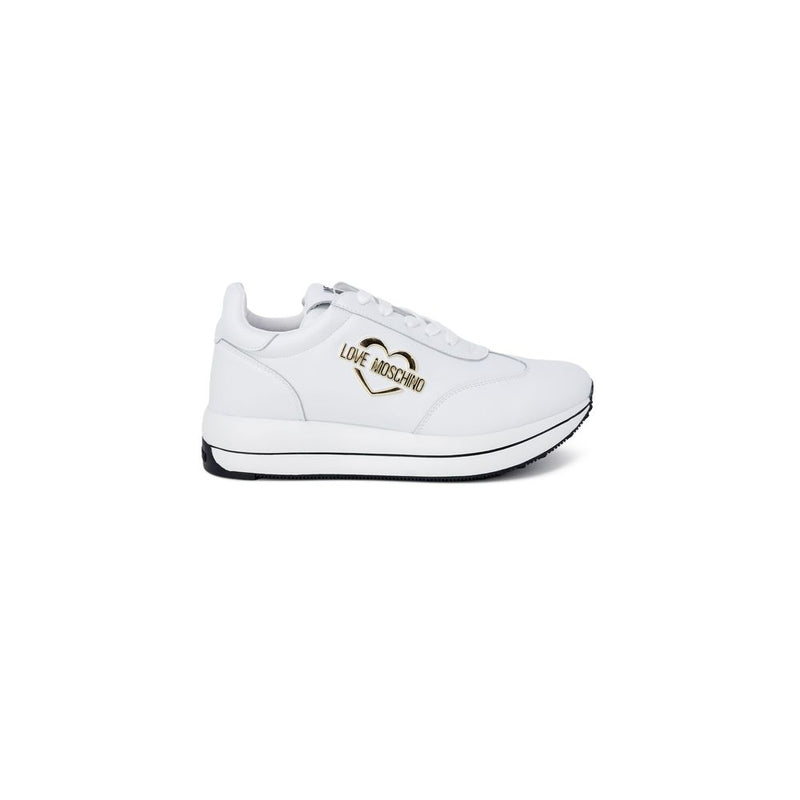 Love Moschino White Leather Low Top Sneakers for Women