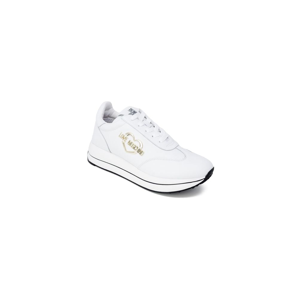 Love Moschino White Leather Low Top Sneakers for Women