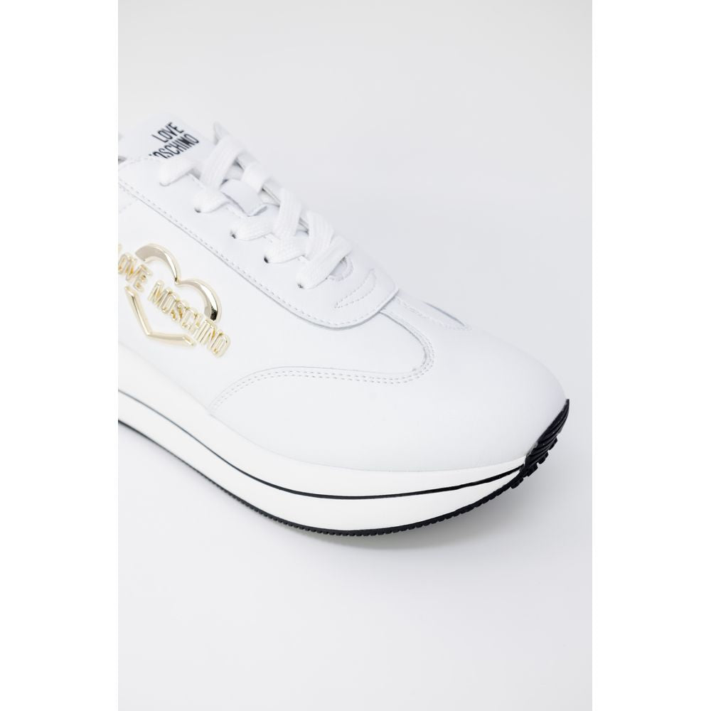 Love Moschino White Leather Low Top Sneakers for Women