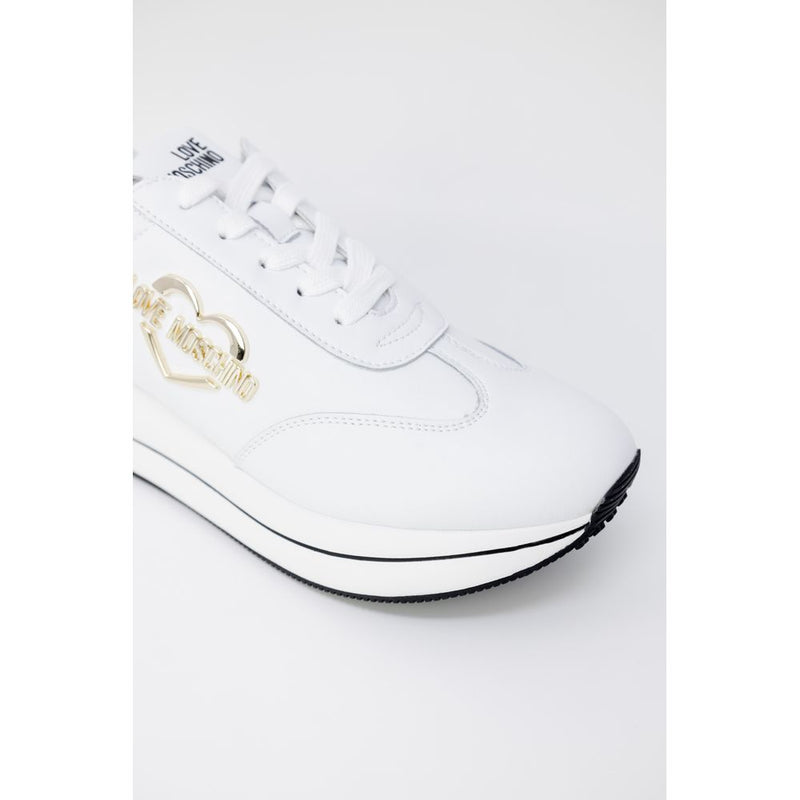 Love Moschino White Leather Low Top Sneakers for Women