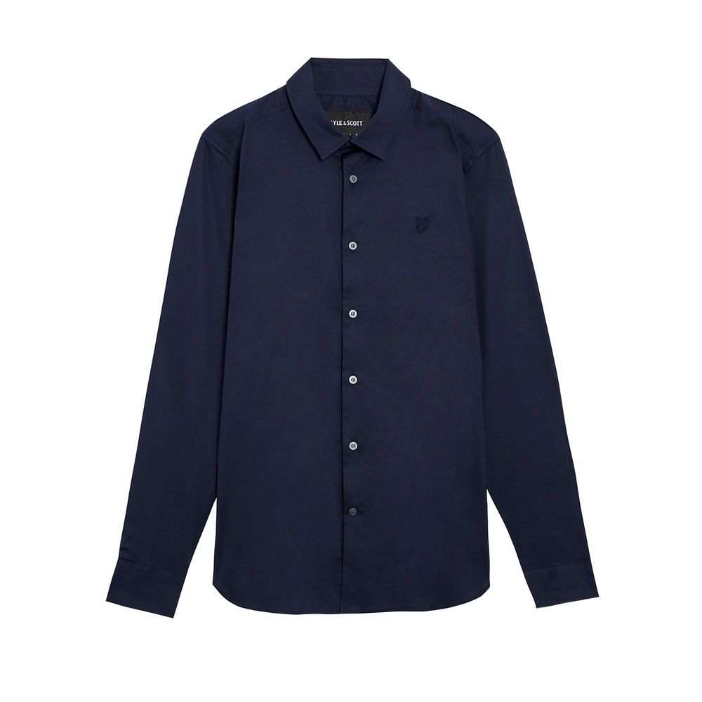 Lyle & Scott LW1115TON Blue Cotton Dress Shirt for Men