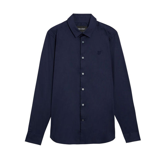 Lyle & Scott LW1115TON Blue Cotton Dress Shirt for Men