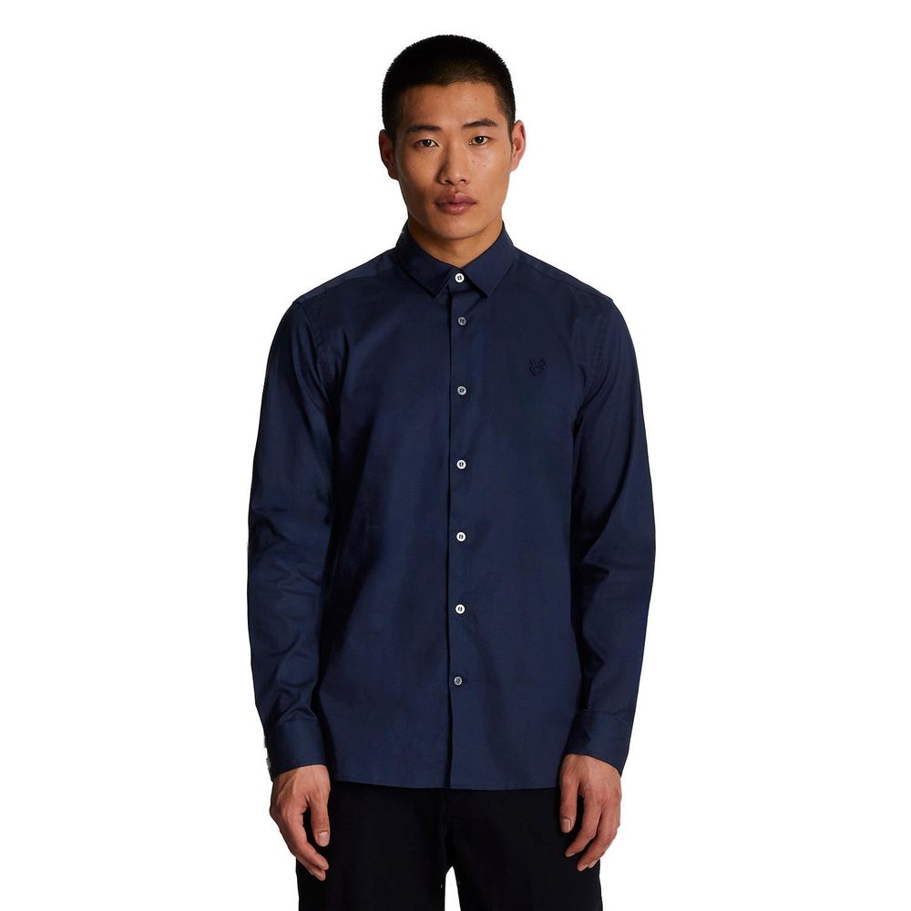 Lyle & Scott LW1115TON Blue Cotton Dress Shirt for Men