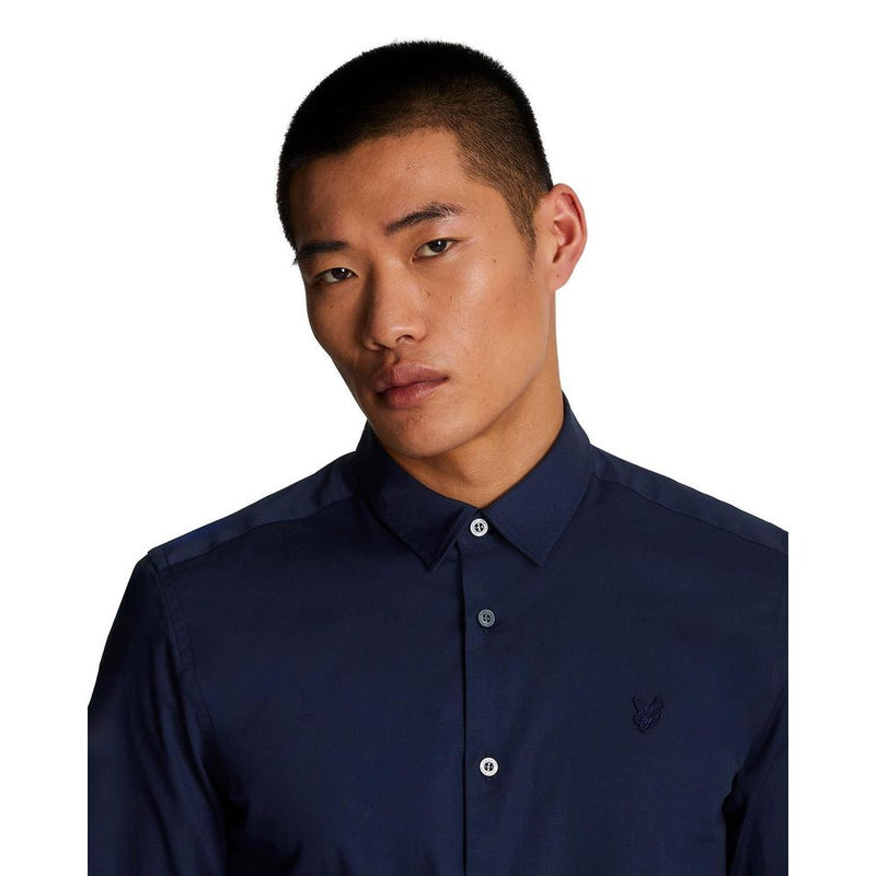 Lyle & Scott LW1115TON Blue Cotton Dress Shirt for Men