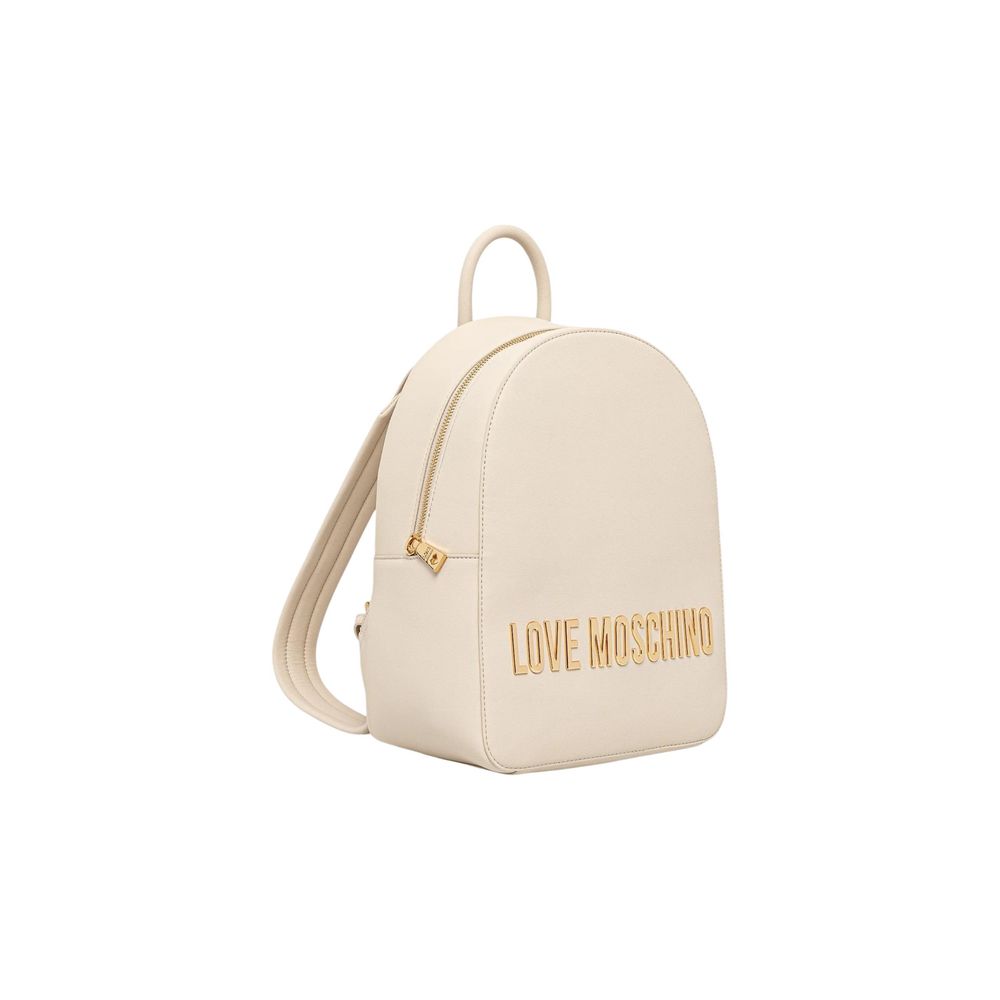 Love Moschino JC4193PP1 Beige Polyethylene Backpack - Chic & Functional