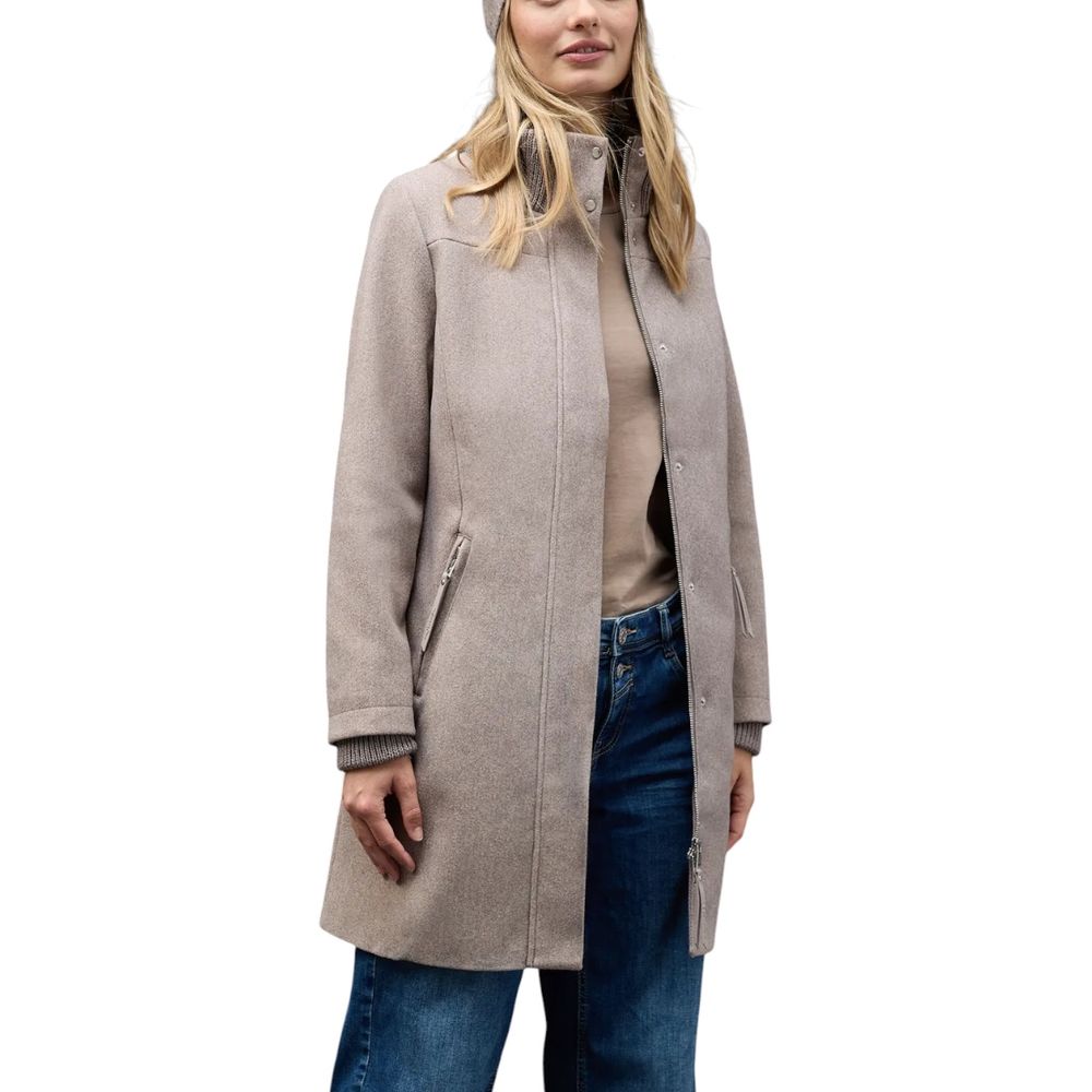 Street One Teddy Coat for Women - Gray Polyester Style 202112