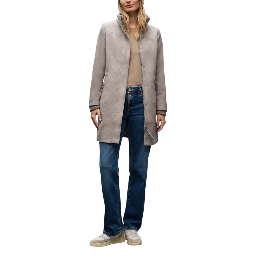 Street One Teddy Coat for Women - Gray Polyester Style 202112